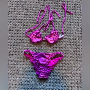 Dipped in blue fuschia pink velvet bikini